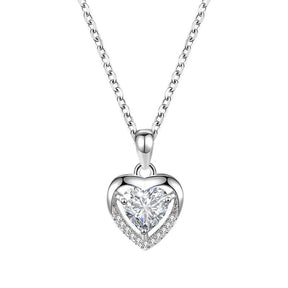 Collar de lujo en plata 925 con circonitas en forma de corazón, joya personalizada